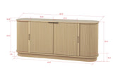 Halcrest 62" Mid-Century Fluted Sideboard Buffet in Light Oak - side view