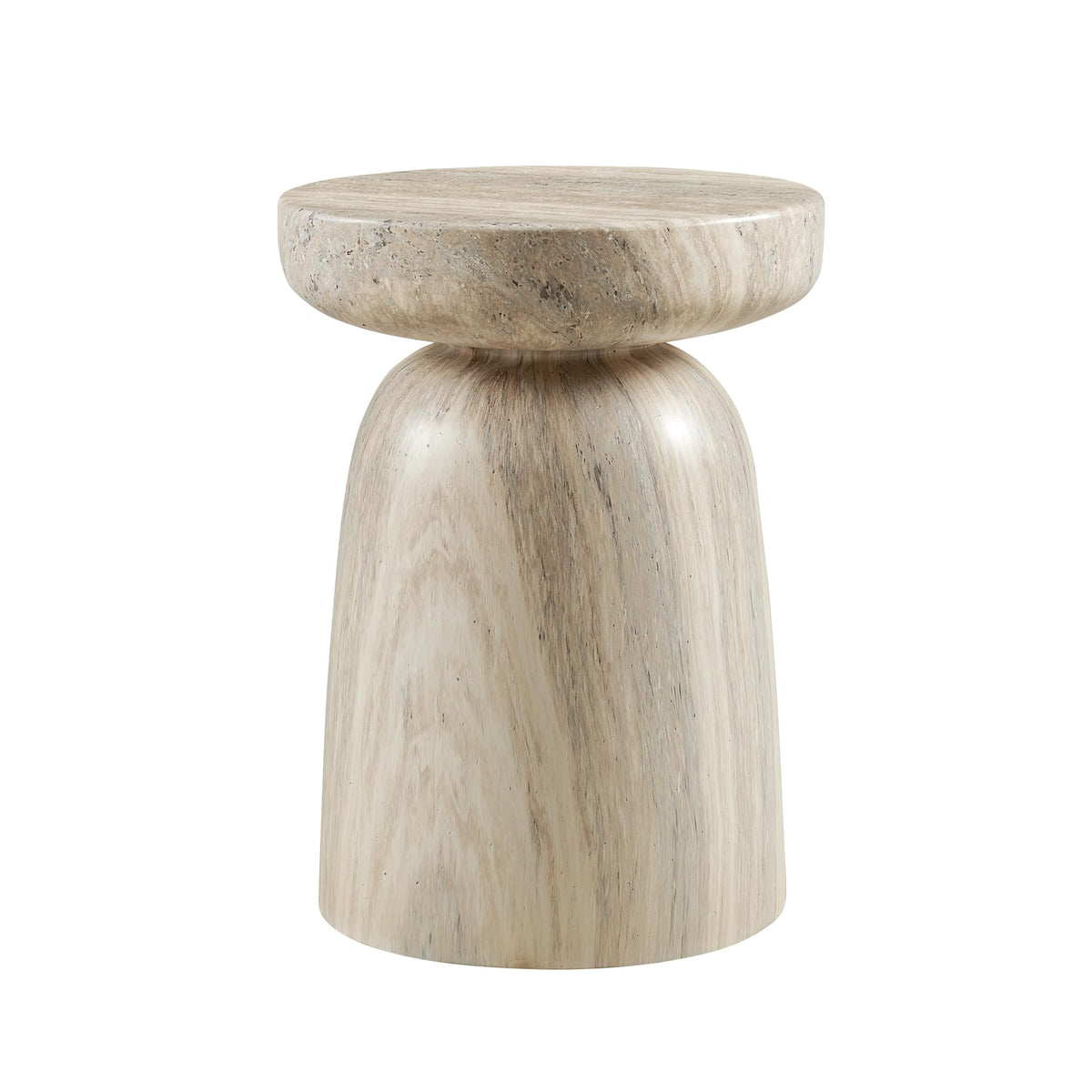 Vyn 14" Modern Round Side Table Concrete Tavertine Finish