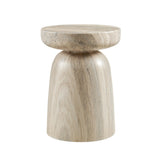 Vyn 14" Modern Round Side Table Concrete Tavertine Finish