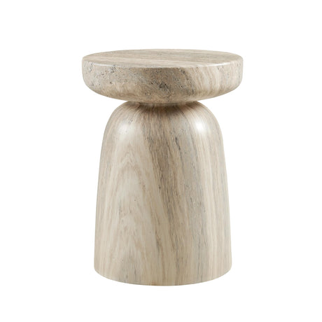 Vyn 14" Modern Round Side Table Concrete Tavertine Finish