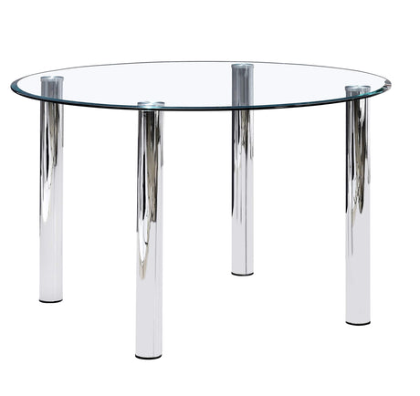 Tarina 5 Pcs Round Glass Top Dinette Set in Grey - side view