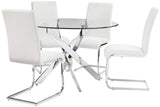 Mirage 5 Pcs Glass Top Modern Dining Set in White
