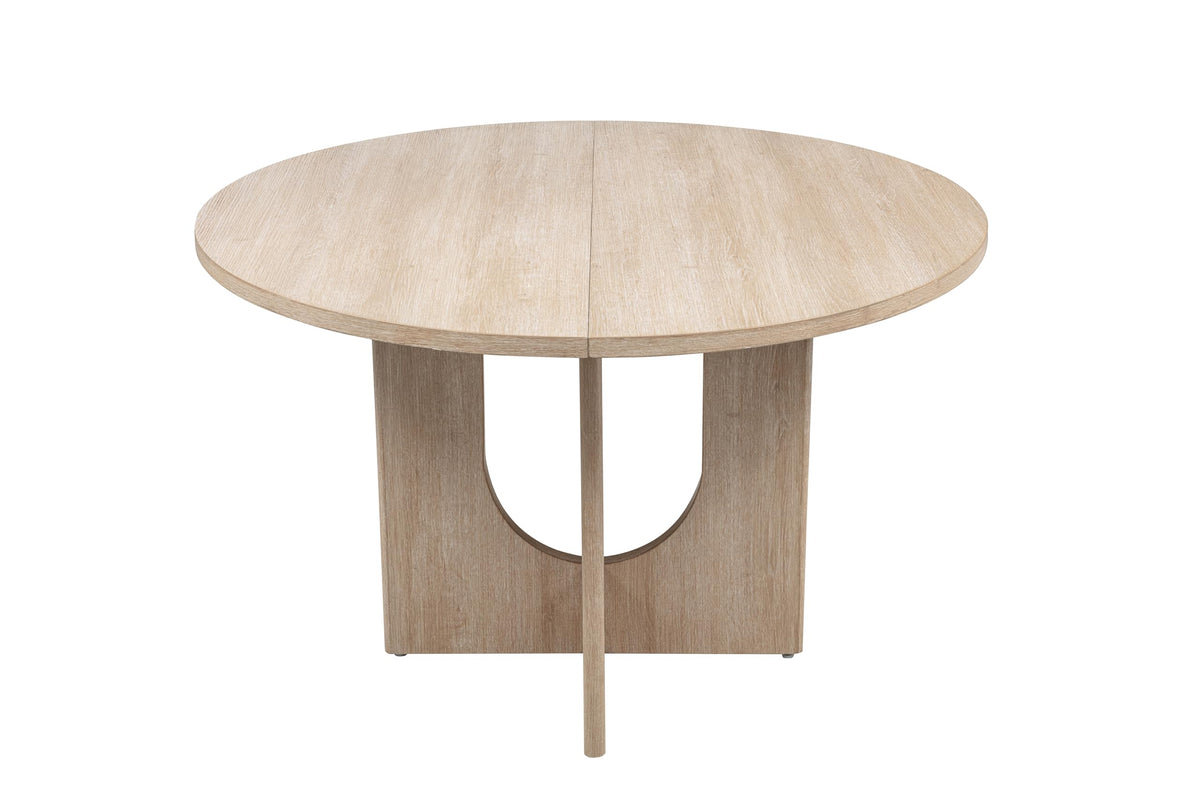 Camden 47.5 Inch Round Dining Table Modern Scandinavian Style in Light Oak - room setting