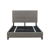 Tufted Panel Upholstered Bed in Gray with Black Wood Legs – image 3