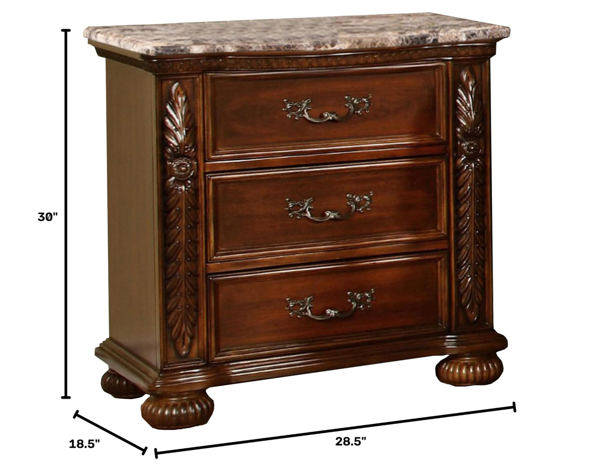 Bessy 32" Traditional 3-Drawer Bedroom Nightstand - side view