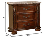 Bessy 32" Traditional 3-Drawer Bedroom Nightstand - side view