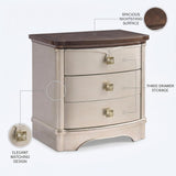 Rose 3-Drawer Wood Nightstand in Soft Champagne — product view 3