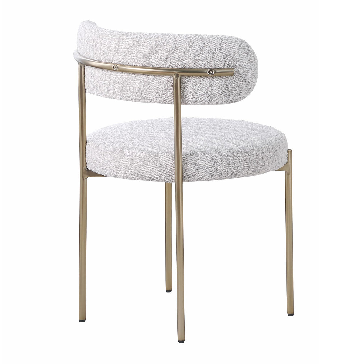 Dobby Contemporary Boucle Fabric Dining Chair with Gold Legs - detail view