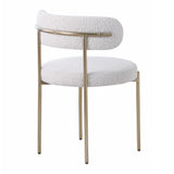 Dobby Contemporary Boucle Fabric Dining Chair with Gold Legs - detail view