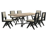 Manhattan 7-Piece Transitional Rectangle Dining Set, Dining Room Furniture in White Oak/ Black