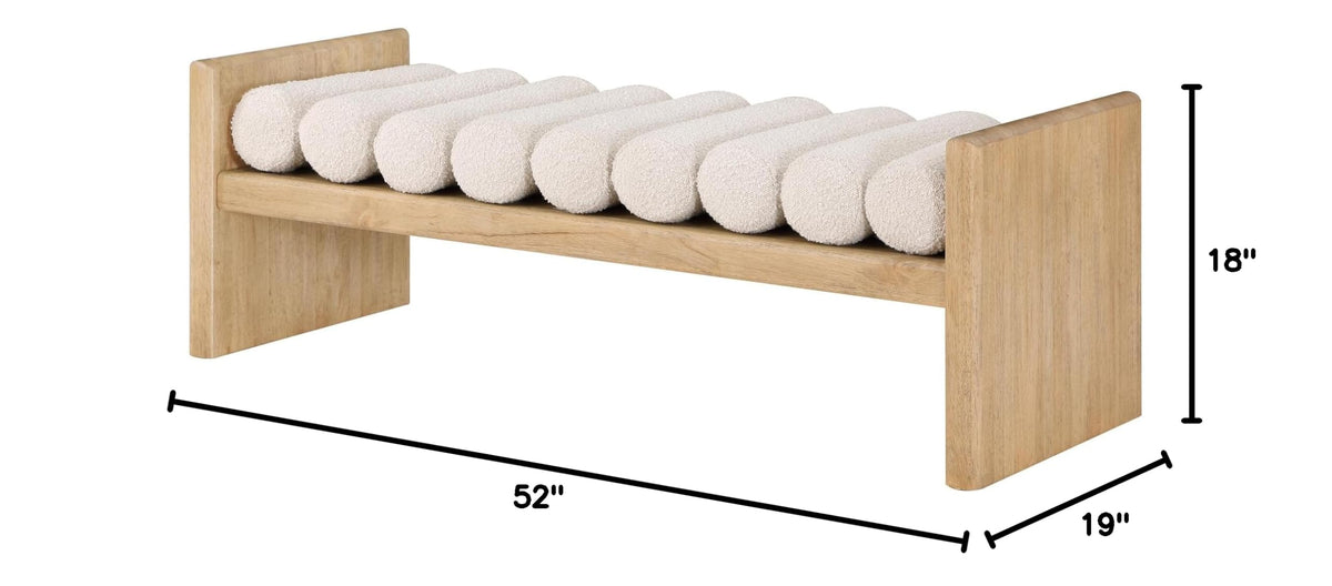 Torbjorn 52" Bench in Natural Oak - side view