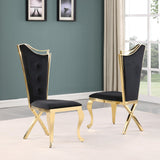 Chihiro Contemporary Velvet Button Tufted Dining Chair - front view