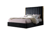 Jalen Modern Velvet Upholstered Platform Bed Frame, King, Glam Contemporary Design (Black