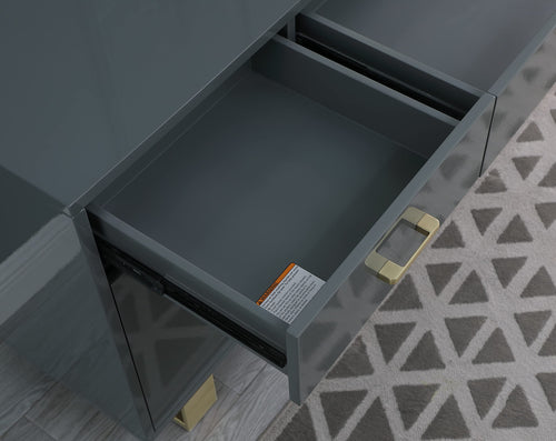 Tyrion Gray Lacquer Sideboard with Gold Accents