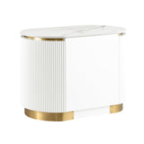 Trandell 22" High Modern Glam Faux Marble Top Nightstand - angle view