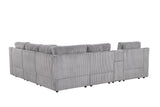 Solesse 9-Piece Contemporary Modular Sectional Sofa, Ridged 100% Polyester Upholstery in Grey - angle view