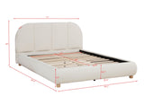 Ctasia Queen Burlap Bed Frame with 40" Rounded Headboard, Low Profile in Ivory - side view