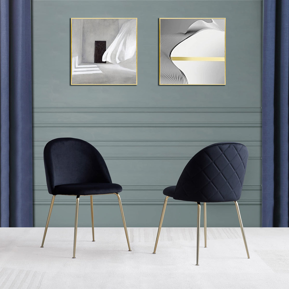Tanisha Contemporary Dining Chair with Gold Legs - front view