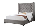 Jamie Upholstered Tower Contemporary Bed, King in Grey - angle view