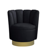 Modern Velvet New Swivel Accent Chair in Black - side view