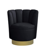 Modern Velvet New Swivel Accent Chair in Black - side view - Black