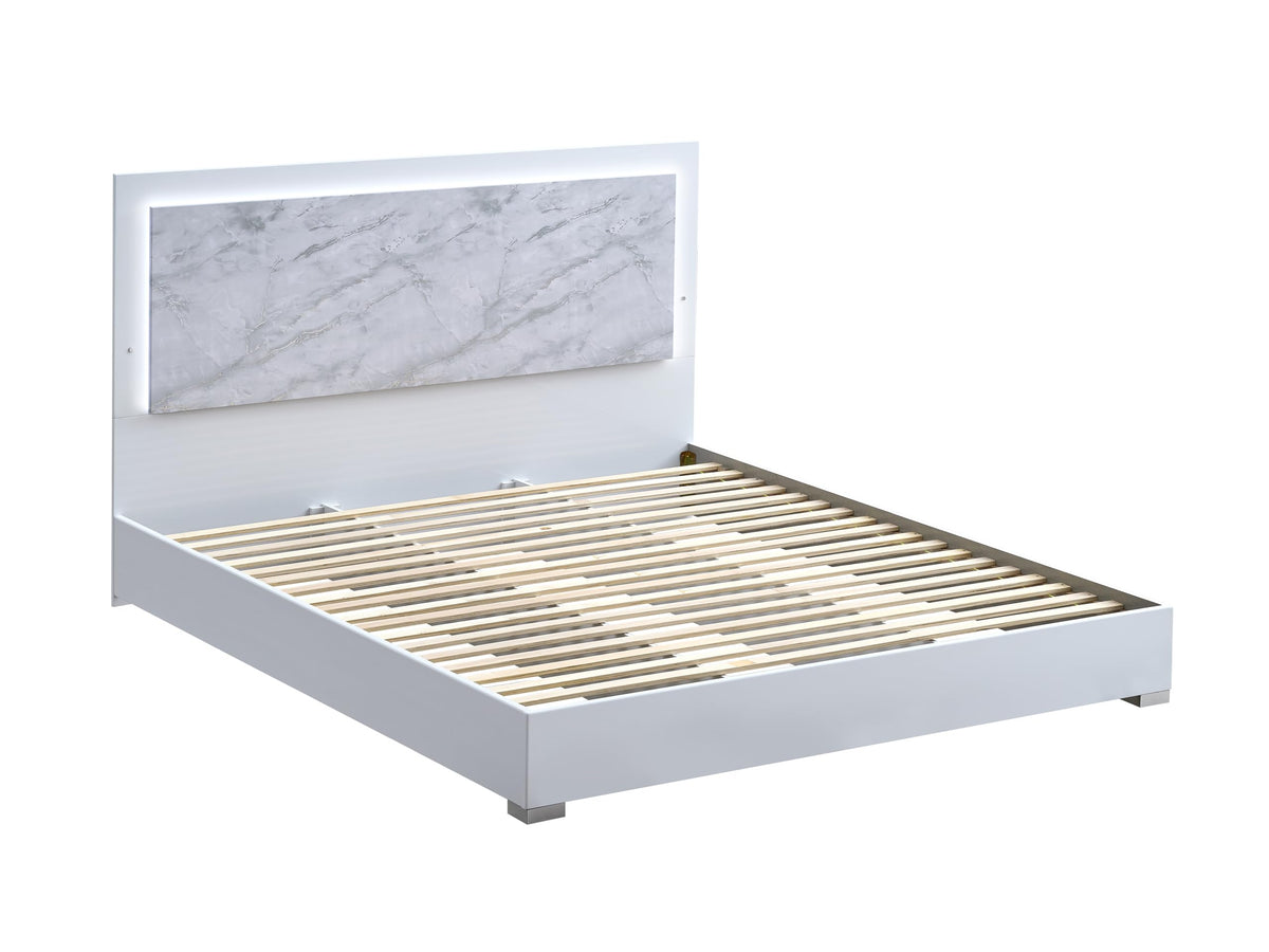 Luna 88.5" California King Bed Frame, White Lacquered Gloss - detail view