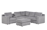 Solesse 9-Piece Contemporary Modular Sectional Sofa, Ridged 100% Polyester Upholstery in Grey