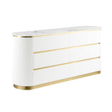 Trandell 65" Wide Modern Glam Faux Marble Top 6-Drawer Dresser
