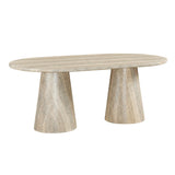 Vyn 78" Modern Oval Dining Table Concrete Tavertine Finish