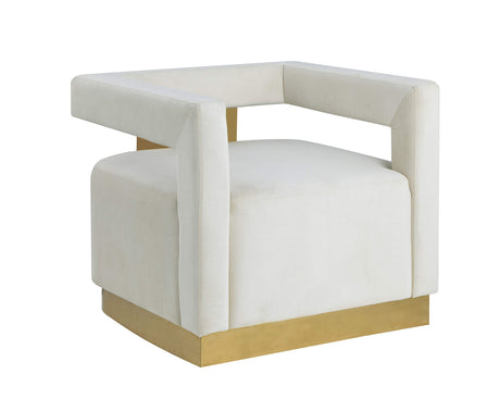 Modern Velvet New Accent Chair in Cream