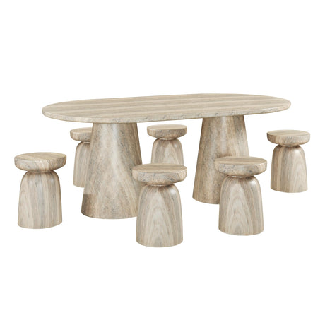 Vyn 78" Modern Oval Dining Table Concrete Tavertine Finish - side view