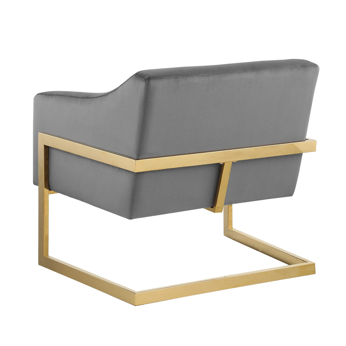 Contemporary Velvet Club Chair in Grey - angle view