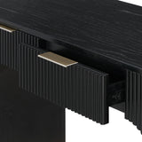 Quintet 60" Wide Mid-Century Modern Fluted 2-Drawer Computer Desk - back view