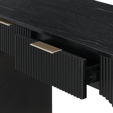 Quintet 60" Wide Mid-Century Modern Fluted 2-Drawer Computer Desk - back view