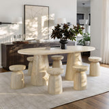 Vyn 78" Modern Oval Dining Table Concrete Tavertine Finish - front view