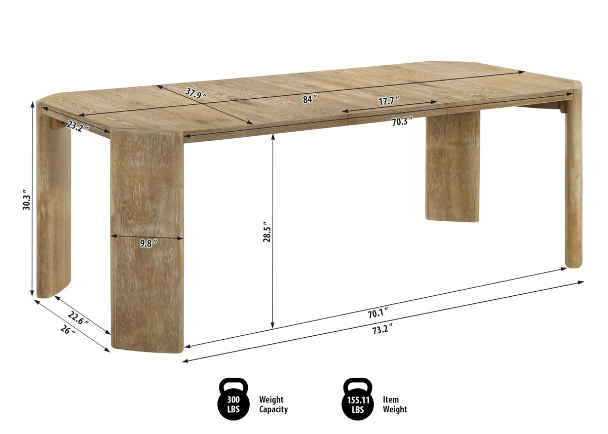 Bristol 66"-84" Rectangle Dining Table in Kepler Driftwood - side view