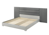 Velasca 87" California King Bed Frame, Fabric Channel Tufted Headboard in Dark Gray/Light Gray - angle view