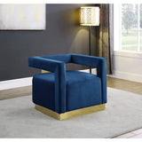 Modern Velvet Accent Chair in Navy Blue - front view