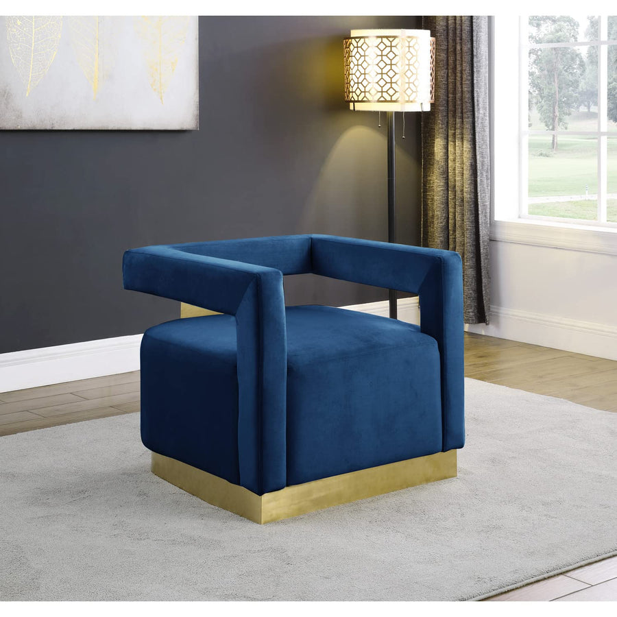 Modern Velvet Accent Chair in Navy Blue