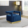 Modern Velvet Accent Chair in Navy Blue - front view - Navy Blue