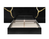 Trevello Modern Lacquered High Gloss Eastern King Bed Frame, Expansive Headboard with Optional… - detail view