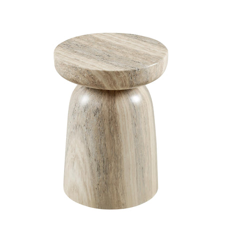 Vyn 14" Modern Round Side Table Concrete Tavertine Finish - detail view