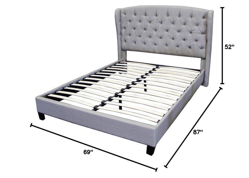Tufted Wingback Platform Bed Grey Queen