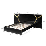 Trevello Modern Lacquered High Gloss Queen Bed Frame, Expansive Headboard with Optional Connected… - side view