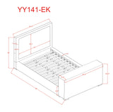 Yureya Upholstered Modern Platform Bed Frame with Hidden TV Lift Storage, King, Fireplace Light… - side view