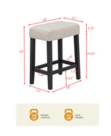 Caden 3-Piece Counter Height Bar Table Set with 2 Upholstered Stools, Beige Marble-Look Tabletop… - side view
