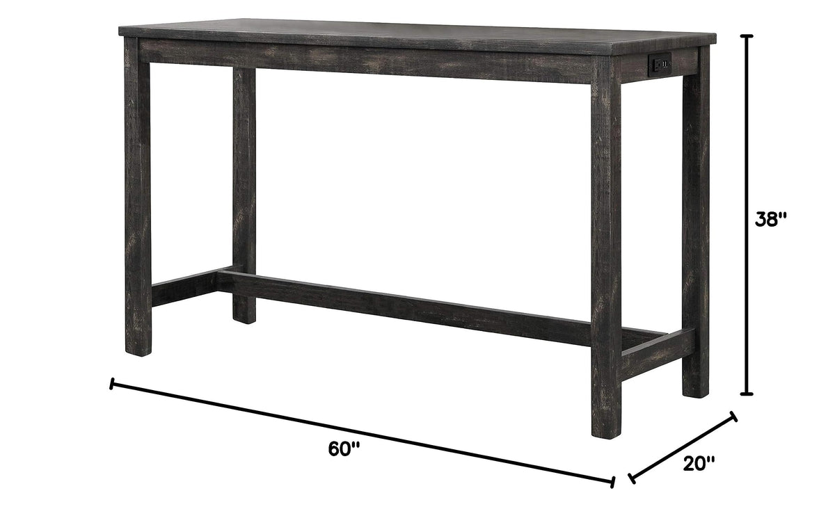 Cooper 60" Bar Height Pub Table in Black Charcoal - detail view