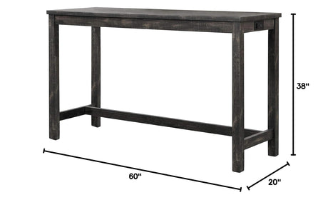 Cooper 60" Bar Height Pub Table in Black Charcoal - detail view