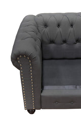 Venice 2 Piece Upholstered Sofa Set in Charcoal - detail view