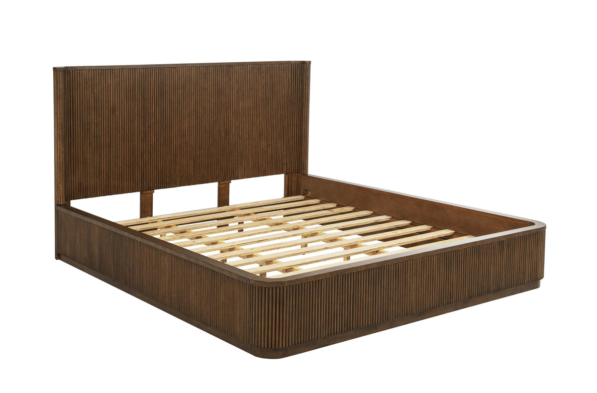 Quintet 89" Long Modern Fluted Platform Queen Bed Frame